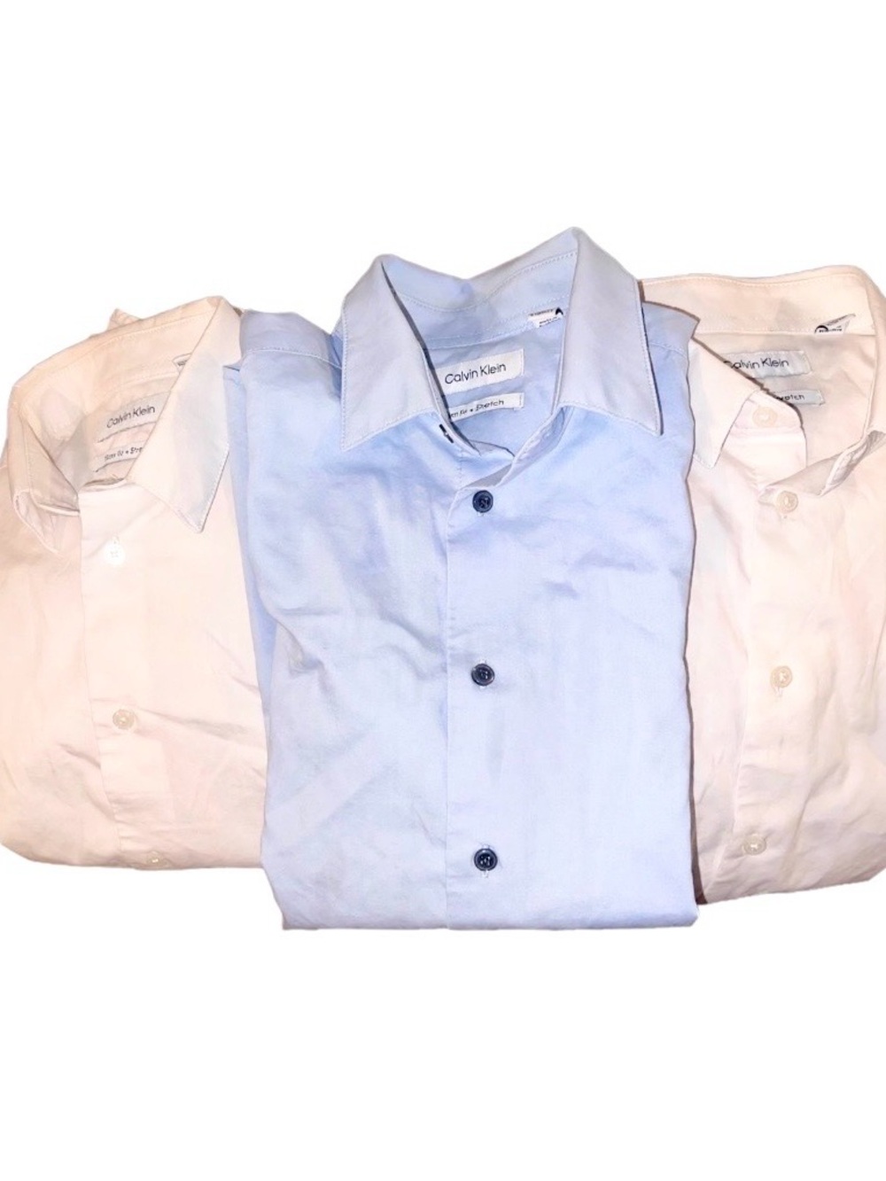 Calvin Klein Stretch White Long-Sleeve Button-Down Shirt School FLAW Play 14 boy